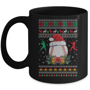 Baseball Christmas Ugly Funny Santa Sport Men Boy Mug