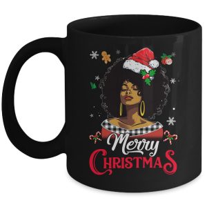 Black African Girl American Melanin Love Christmas Santa Hat Mug