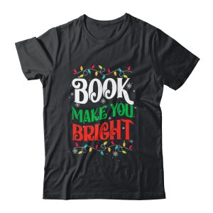 Books Make You Bright Christmas Lights Librarian Book Lover