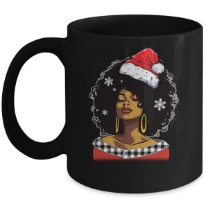 Christmas Black African American Santa Hat Xmas Afro Woman Mug
