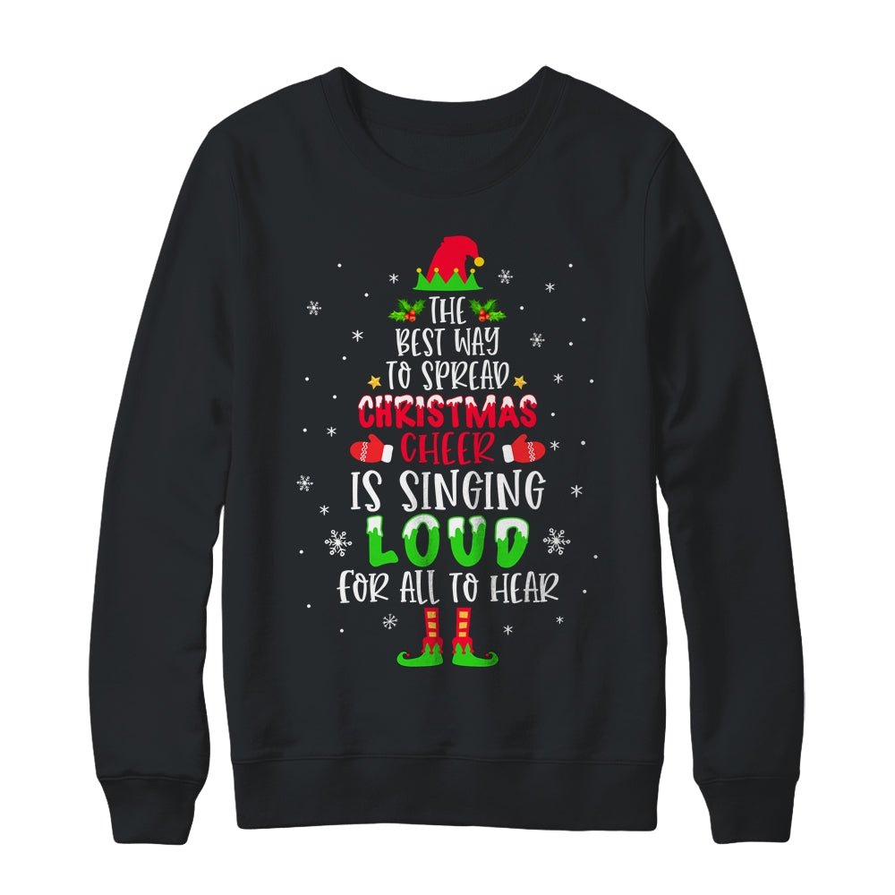 Christmas_Cheer_Is_Singing_Loud_For_All_To_Hear_Santa_Elf_Crewneck_Sweatshirt_Black.jpg