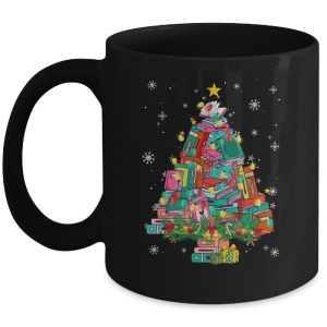 Christmas Library Tree Funny Xmas Librarian And Book Lover Mug