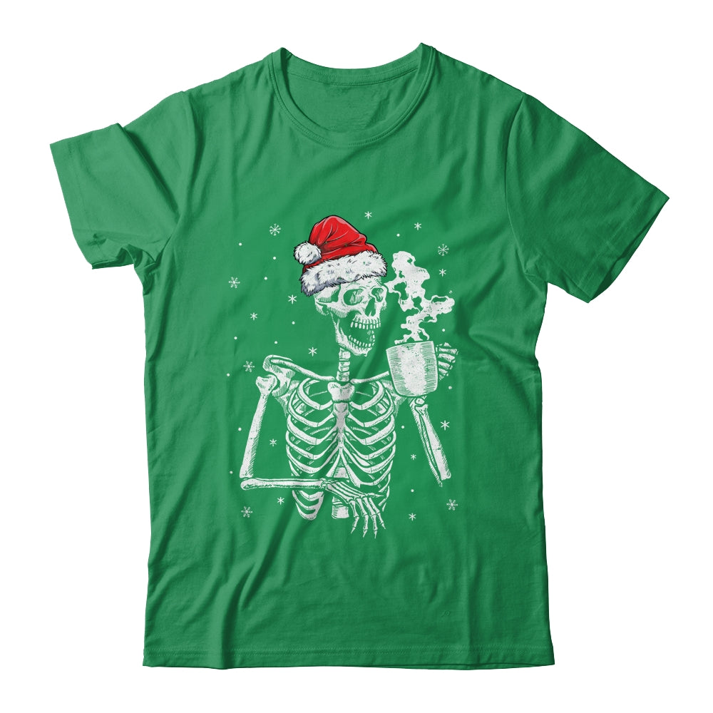 Coffee_Drinking_Skeleton_Christmas_Skull_Santa_Hat_Xmas_Classic_T-Shirt_Irish_Green.jpg