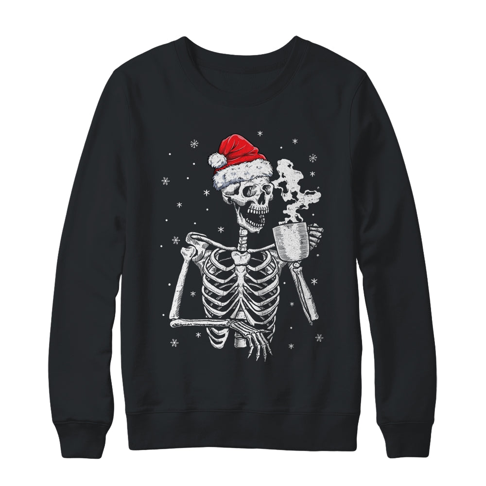 Coffee_Drinking_Skeleton_Christmas_Skull_Santa_Hat_Xmas_Crewneck_Sweatshirt_Black.jpg