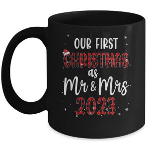 Couple Wife Husband Our First Christmas As Mr And Mrs 2023 Mug