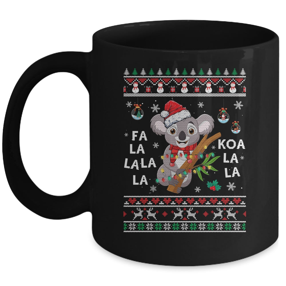 Fa_La_La_Koala_La_La_Cute_Koala_Bear_Santa_Christmas_Koala_Mug_11oz_Mug_Black_front.jpg