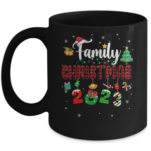 Family Christmas 2023 Matching Red Plaid Squad Santa Elf Mug