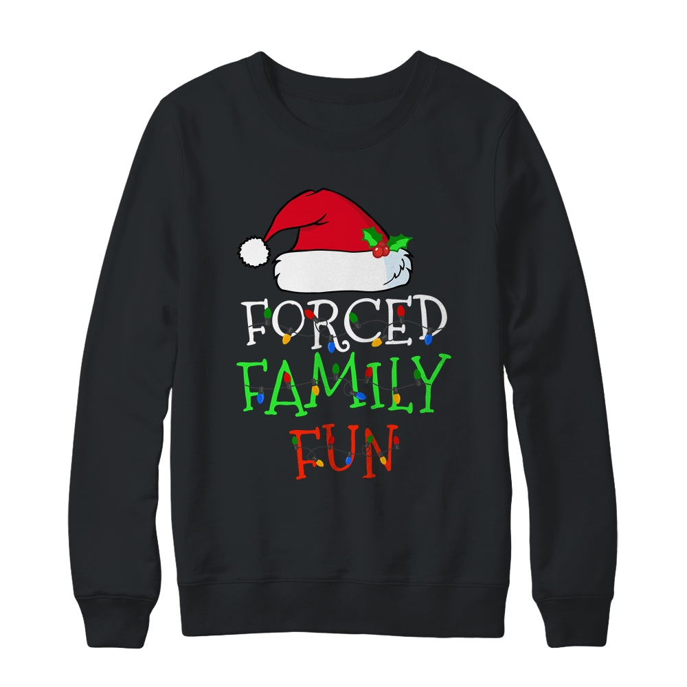 Forced_Family_Fun_Sarcastic_Christmas_Pajama_Family_Funny_Crewneck_Sweatshirt_Black.jpg