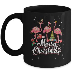 Funny Flamingo Lights Santa Hat Xmas Tree Christmas Mug