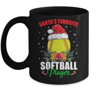 Funny Santas Favorite Softball Player Christmas Softball Mug