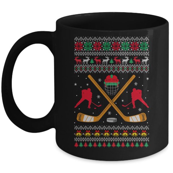 Happy_Hockeydays_Ugly_Christmas_Xmas_Hockey_Men_Boys_Kids_Mug_11oz_Mug_Black_front.jpg