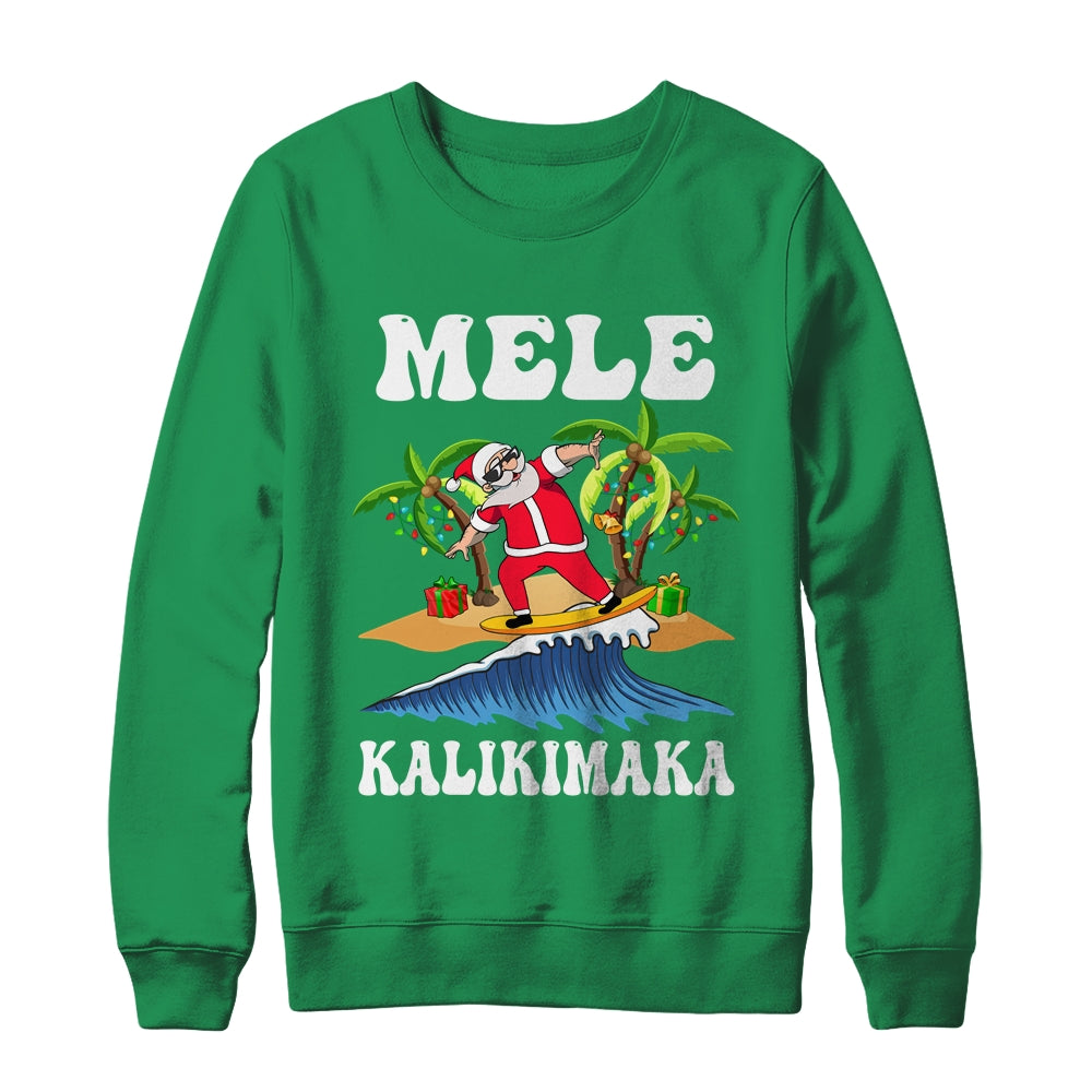 Mele_Kalikimaka_Hawaiian_Hawaii_Christmas_Santa_Surf_Surfing_Crewneck_Sweatshirt_Irish_Green.jpg