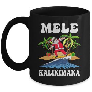 Mele Kalikimaka Hawaiian Hawaii Christmas Santa Surf Surfing Mug