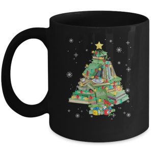 Merry Bookmas Books Pine Tree Funny Reading Lover Christmas Mug