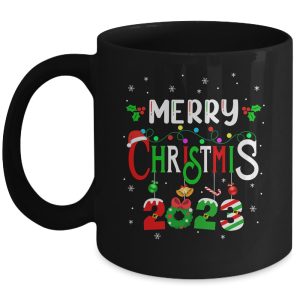 Merry Christmas 2023 Matching Family Shirts Santa Elf Funny Mug
