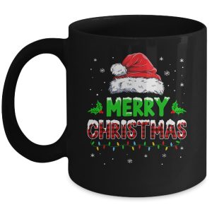 Merry Christmas Buffalo Red Plaid Santa Hat For Men Women Mug