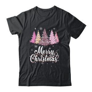 Merry Christmas Pink Leopard Print Christmas Tree Women
