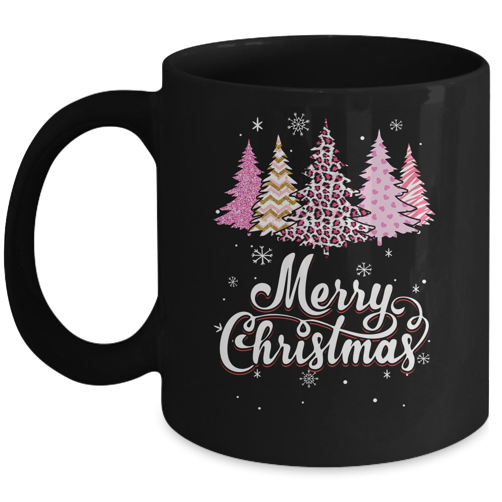 Merry_Christmas_Pink_Leopard_Print_Christmas_Tree_Women_Mug_11oz_Mug_Black_front.jpg