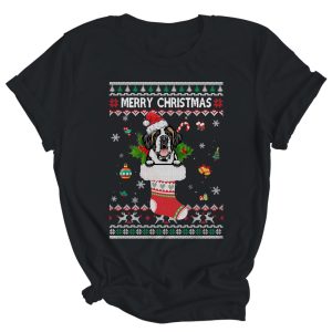 Merry Christmas Saint Bernard In Sock Dog Funny Ugly Xmas