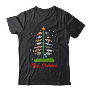 Merry Fishmas Christmas Tree Fish Funny Fishing