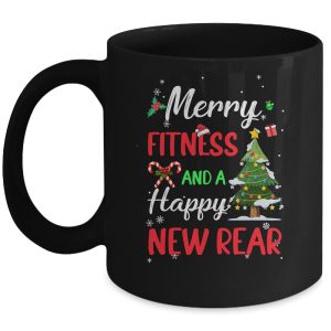 Merry Fitness Happy New Rear Workout Gym Christmas Men Women Mug