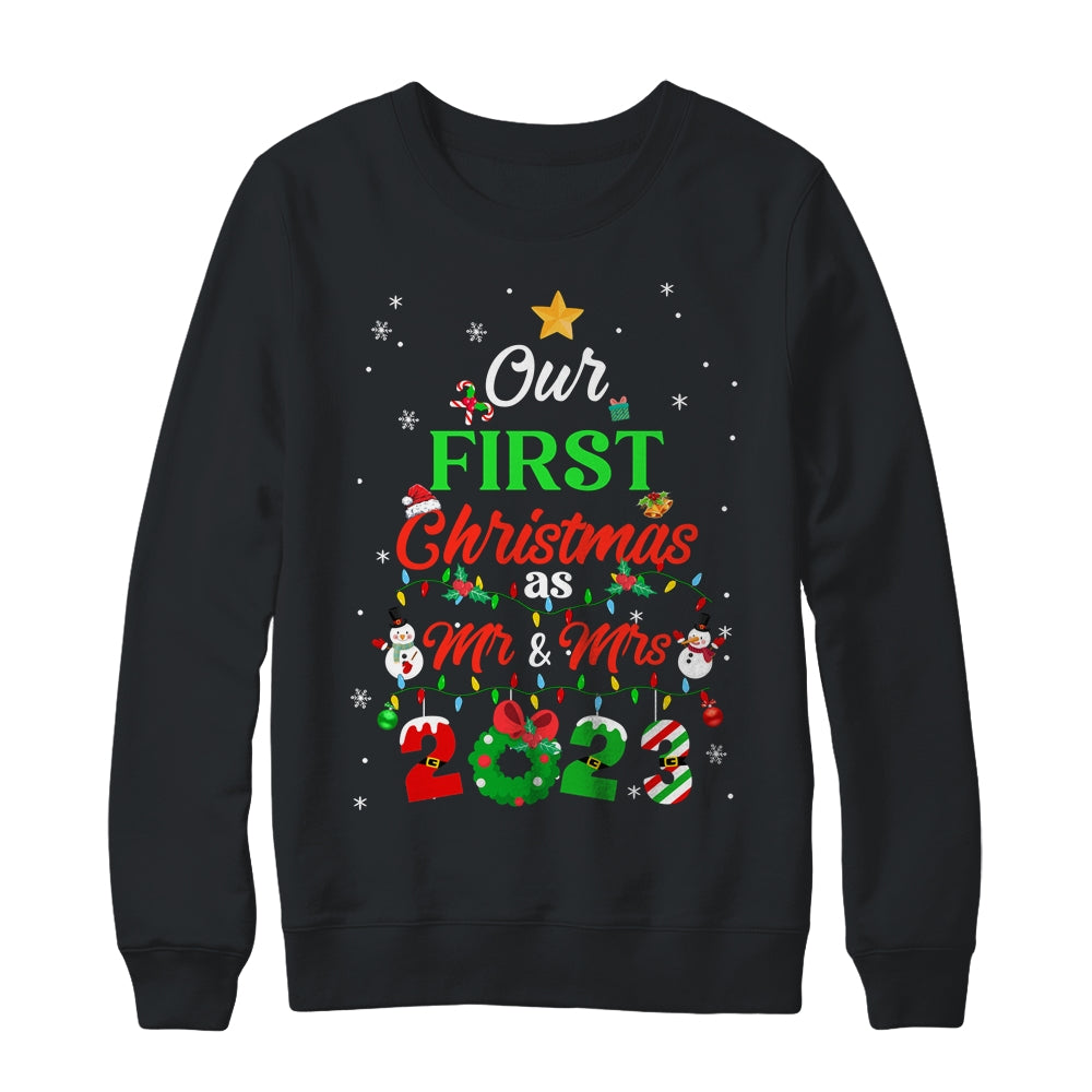 Our_First_Christmas_As_Mr_And_Mrs_2023_Couple_Wife_Husband_Crewneck_Sweatshirt_Black.jpg