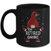 Retired Gnome Buffalo Plaid Matching Christmas Pajama Gift Mug