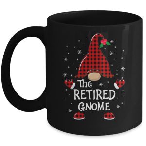 Retired Gnome Buffalo Plaid Matching Christmas Pajama Gift Mug