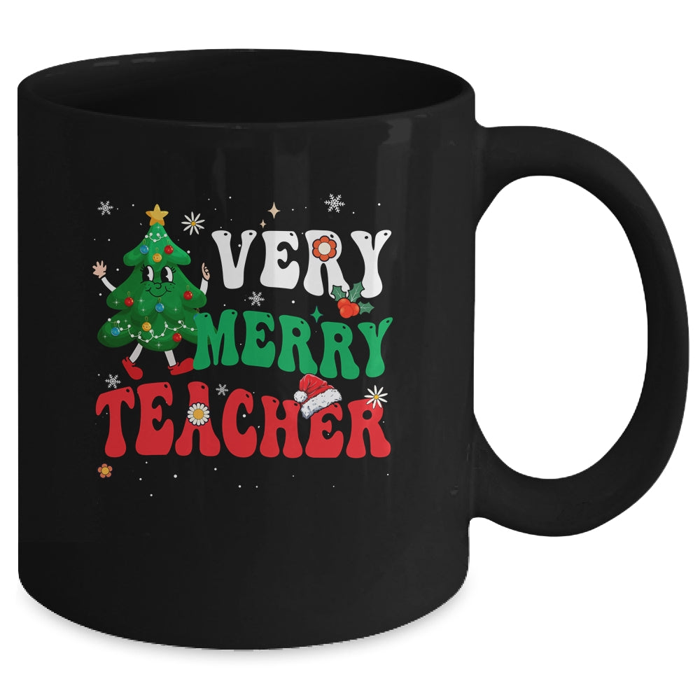 Retro_Groovy_Teacher_Christmas_Very_Merry_Teacher_Mug_11oz_Mug_Black_back.jpg
