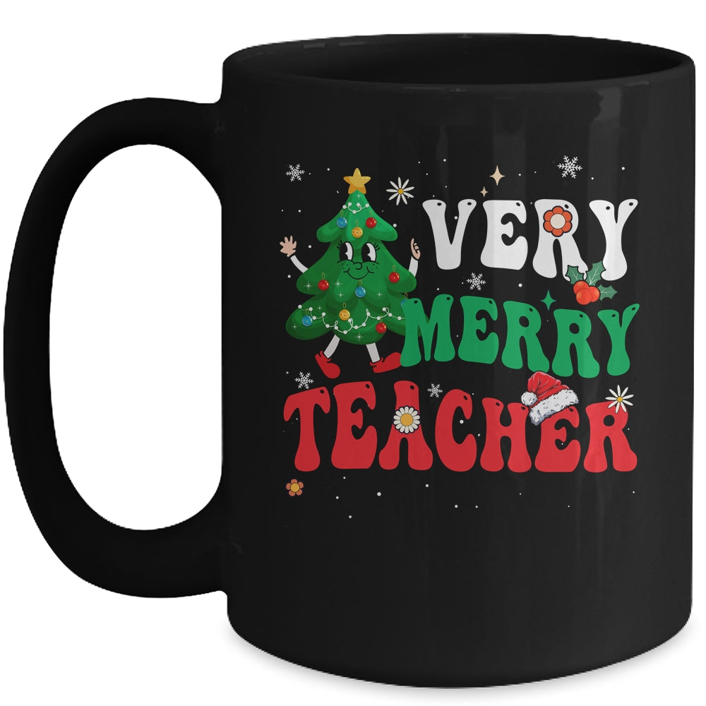 Retro_Groovy_Teacher_Christmas_Very_Merry_Teacher_Mug_15oz_Mug_Black_front.jpg