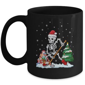 Skeleton Ice Hockey Lover Christmas Costume Skates Christmas Mug