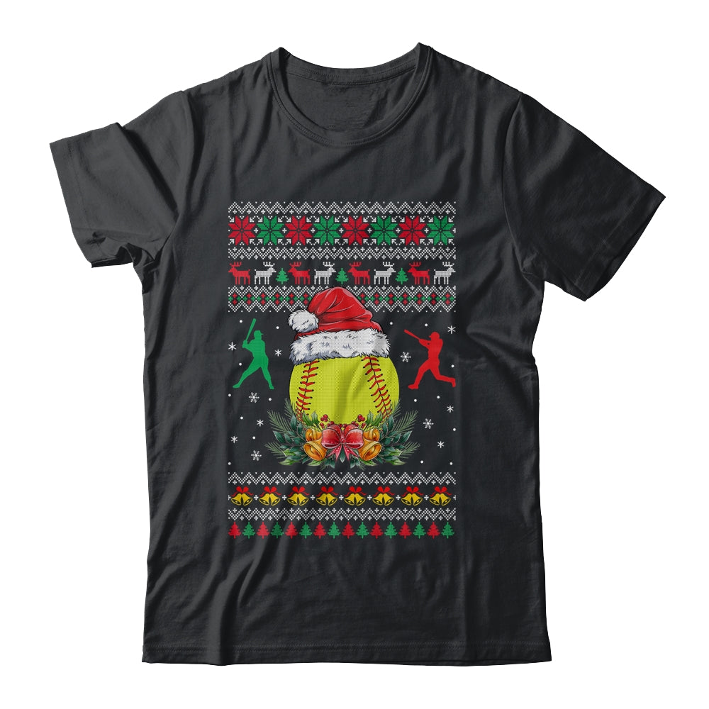Softball_Christmas_Ugly_Funny_Santa_Sport_Men_Boy_Classic_T-Shirt_Black.jpg