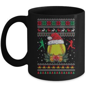 Softball Christmas Ugly Funny Santa Sport Men Boy Mug