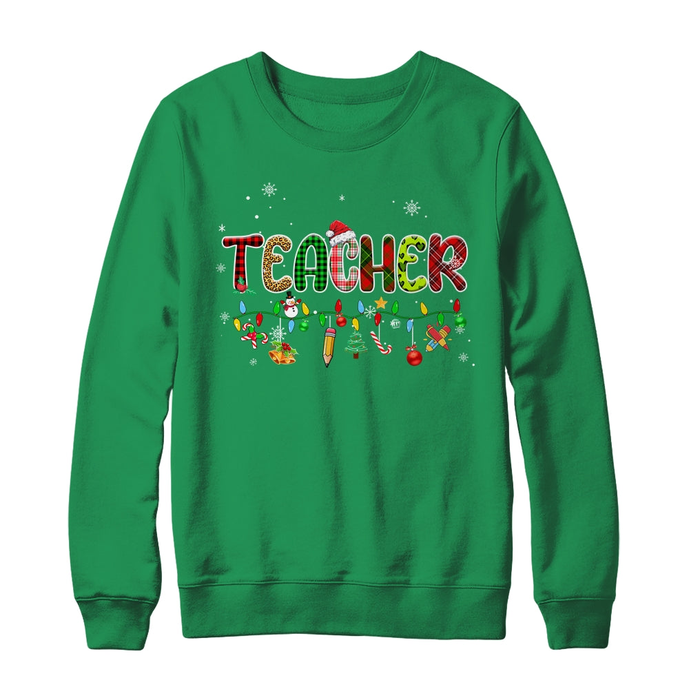 Teacher_Christmas_Books_Santa_Leopard_Plaid_Cakes_Xmas_Crewneck_Sweatshirt_Irish_Green.jpg