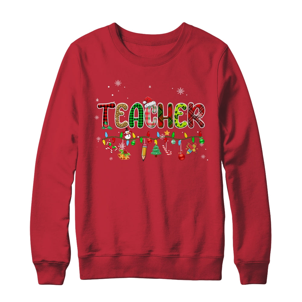 Teacher_Christmas_Books_Santa_Leopard_Plaid_Cakes_Xmas_Crewneck_Sweatshirt_Red.jpg