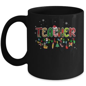 Teacher Christmas Books Santa Leopard Plaid Cakes Xmas Mug