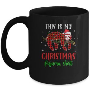 This Is My Christmas Pajama Shirt Sloth Red Plaid Mug
